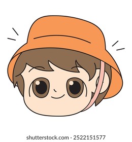 Camping Doodle Illustration - Cartoon Boy Face