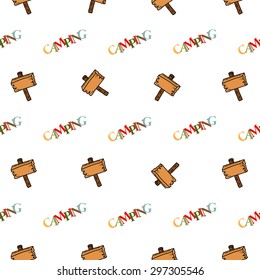 Camping - doodles collection.Big doodle set - Travel, camping hand drawn camping seamless pattern