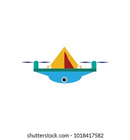 Camping Drone Logo Icon Design