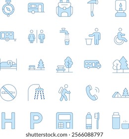 Camping duotone vector icons pack