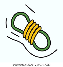 Camping element of colorful set. A camping-themed illustration with a colorful, outlined design of a rope embody the utility and preparedness essential for outdoor camping. Vector illustration.