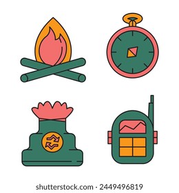 Camping element with vector illustration
