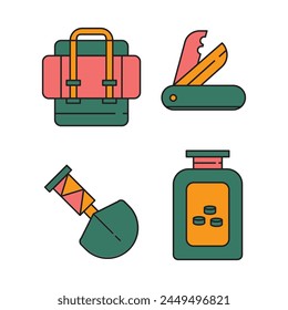 Camping element with vector illustration