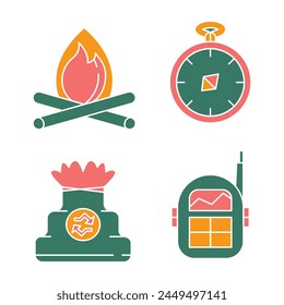 Camping element with vector illustration