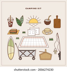 Camping Element Vector Illustration Set.