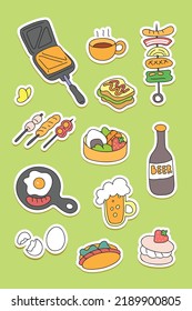 Conjunto de stickers de ilustración vectorial de elemento de acampar