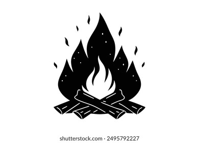 Camping Elements Vector Illustration: Tents, Campfires, Marshmallows, Backpacks, Sleeping Bags - Vector Art, Cartoon, Clipart, Line Art Design
