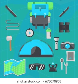 Camping Elements Vector Set