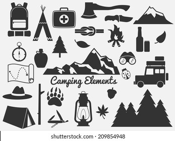 camping elements,outdoor icon