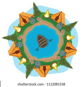 Camping emblem vector, camping time