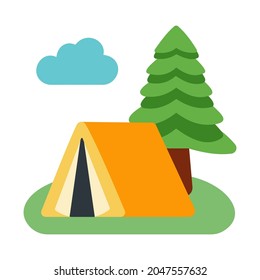 Camping emoji vector illustration isolated on white background