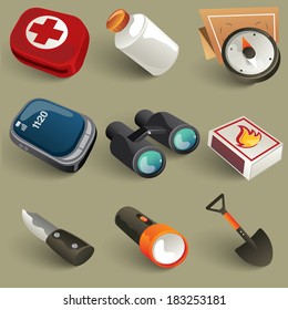 camping equipment and accessories set