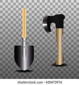 Camping equipment axe & shovel
