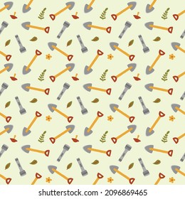Camping Equipment Illustration Pattern or Flashlight and Shovel