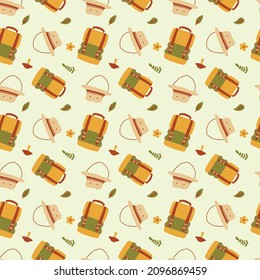 Camping Equipment Illustration Pattern or Hat and Bag Pattern