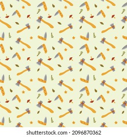 Camping Equipment Illustration Pattern or Knife and Axe