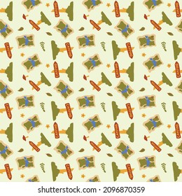 Camping Equipment Illustration Pattern or Maps and Sign