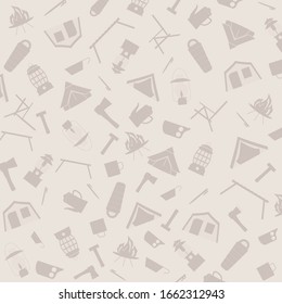 Camping equipment, outdoor equipment background pattern