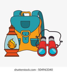 camping equipment set icons