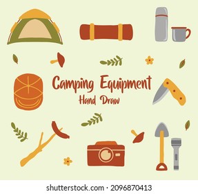 Camping Equipment Set or Travel Set Illustration
