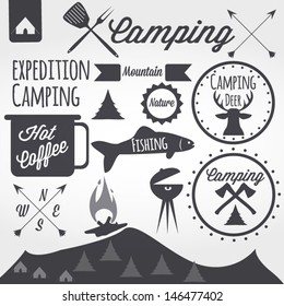 camping equipment symbols and icons 