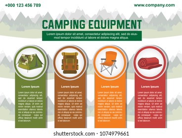 Camping equipment template.Vector illustration.