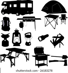 camping equipment - vector