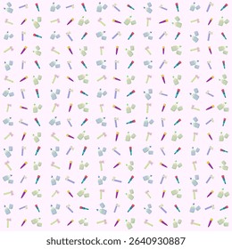 Camping equipment vector pattern, matches, axe and binoculars, outdoor pattern design