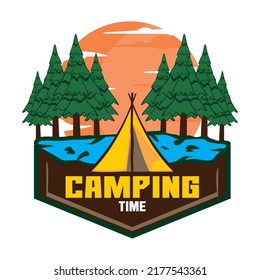 logotipo del evento de camping a todo color