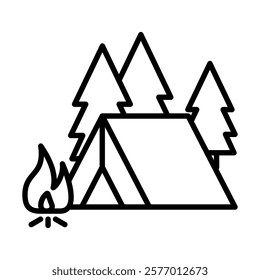 Camping Excursions icon line vector illustration