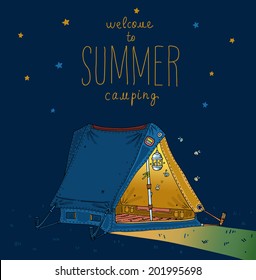 Camping. Extreme sport tent. Vector illustration