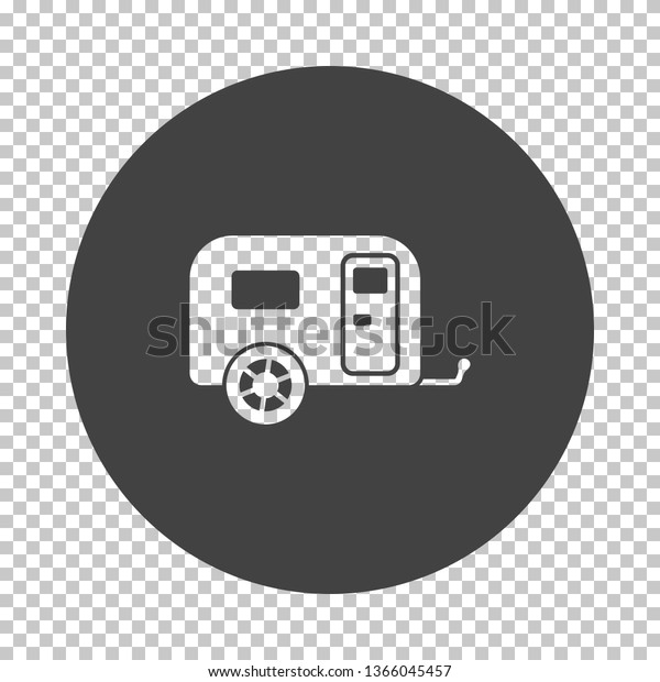 Camping family caravan car \
icon. Subtract stencil design on tranparency grid. Vector\
illustration.