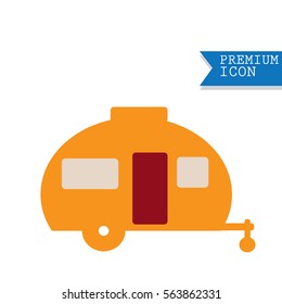 Camping family caravan icon