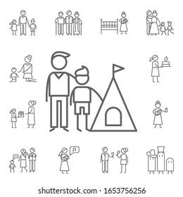 Camping, father, son icon. Family life icons universal set for web and mobile