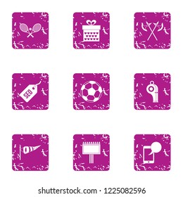 Camping field icons set. Grunge set of 9 camping field vector icons for web isolated on white background