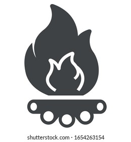 Camping fire black icon on white background