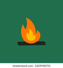 Camping fire. Fireplace in minimal geometric flat style. Bonfire burning vector illustration for web, emblem, sign. Campfire. Camping and hiking outdoor tourism concept.