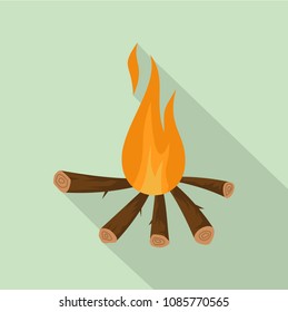 Camping fire icon. Flat illustration of camping fire vector icon for web design