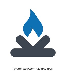 Icono de fuego de acampada.peligro,luz (ilustración vectorial)
