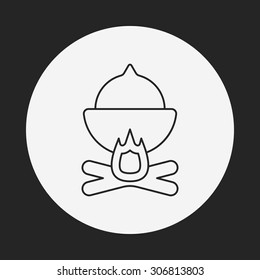 camping fire line icon