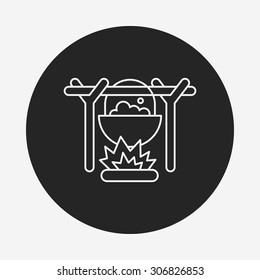 camping fire line icon