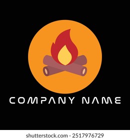 The camping fire logo symbolizes warmth and adventure in the great outdoors.