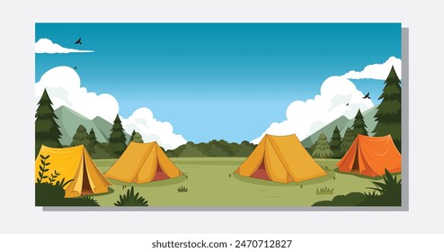 Camping Fire en la montaña