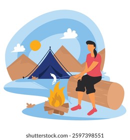 Camping fire Vector illustration Vector Illustration Which can easily modify or edit

