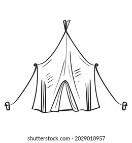 Ilustración de vectores de chimenea de camping para colorear la mano dibujada
