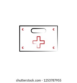 Camping, first aid kit 2 colored line icon. Simple hand drawn color element illustration. Camping, first aid kit outline symbol design from camping set