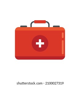 Camping first aid kit icon. Flat illustration of camping first aid kit vector icon isolated on white background