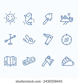 Camping and fishing in nature icon. Holiday and adventure vector icon
