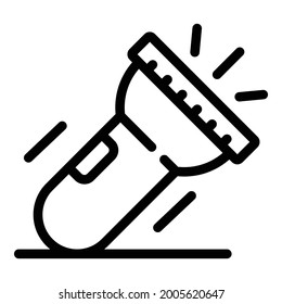 Camping flashlight icon. Outline camping flashlight vector icon for web design isolated on white background