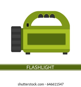 Camping flashlight icon vector illustration. Flashlight in flat style isolated on white background for tourism, hiking and fishing.